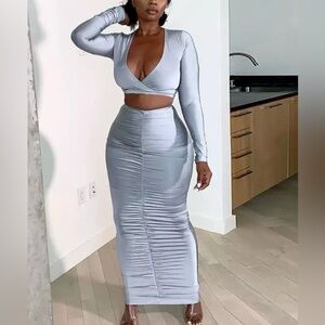 Women's Blue-Grey Skirt Set